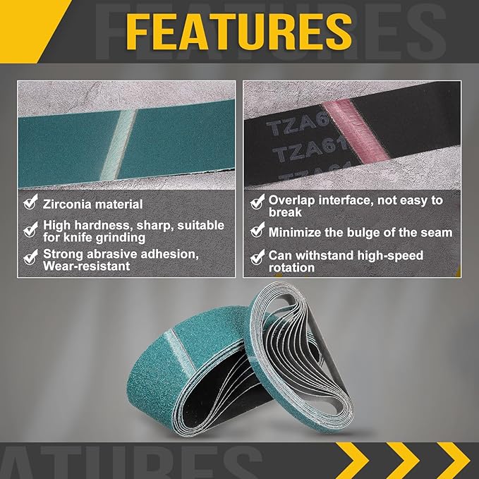 4 x 36 Inch Sanding Belt, 6 Pcs 36 Grit Zirconia Knife Sharpener Belts Work Sharpening for Belt Sander Knife Carving Tool Metal Working