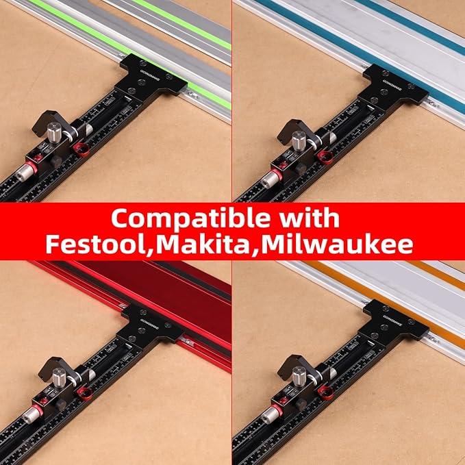 Track Saw Parallel Guide System with Mirco Adjustable Flip Stop and Zero Calibration for Woodworking Repeatable Rip Cuts for Track Saw Guide Rail Compatible with Festool,Makita,Milwaukee
