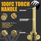Cutting Attachment Torch - Oxyacetylene with 100FC Torch Handle, 3-101 Cutting Nozzle, Tip Cleaner