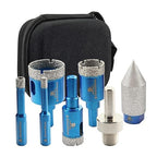 Tile Hole Saw Kit - BRSCHNITT Diamond Core Drill Bit Set 6/8/20/25/35mm Drill Bit &1 3/8" Diamond Chamfer Bit for Porcelain Tile Ceramic Marble Granite & Adapter