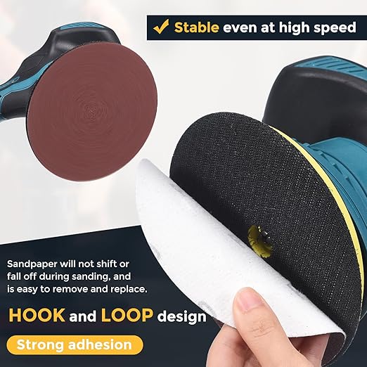 HARFINGTON 5 Pcs 6 Inch Sanding Disc 60 Grit Hook and Loop Sandpaper Random Orbital Sander Pads for Woodworking Automotive Metal Polishing