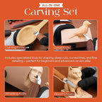 IBANUPRA All-in-One Wood Carving kit Included Wood Carving Knife Set, Whittling Knife Set, Safety Gloves, Sand Paper, Leather Strop, Paint Kit, Compound & Leather Case for Beginners or Professionals