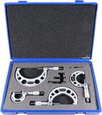 Accusize Industrial Tools 0-4 inch x .0001'' Ultra-Precision M-Type Outside Micrometers Carbide Tipped 4 Pc Set, EG00-0904