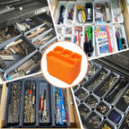 42 Pack Tool Box Organizer Tool Tray Dividers, Rolling Tool Chest Cart Cabinet Workbench Desk Drawer Organization and Storage for Hardware, Parts, Screws, Nuts, Small Tools Organization(Orange)