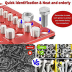 42 Nut and Bolt Thread Checker - 19 Standard and 15 Metric Bolt Checker and 8 Drill Bit Gauge,Bolt Size and Thread Gauge,Wall-Mountable Bolt and Nut Identifier Gauge