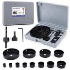 Hole Saw Set with 3/4" to 5"(19mm-127mm) 19PCS Hole Saw Kit for Soft Wood, Plastic, PVC Board, Including Saw Blades, Mandrels, Installation Plate, Drill Bits, Hex Key with Storage Case