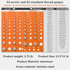 54 Nut Thread Gauges Checker Standard and Metric Checker Used A Standard Gauge to Set Pitch and Thread for The Chaser Thread Gauge with 22 Standard and 24 Metric Bolt and 8 Drill Bit Gauge
