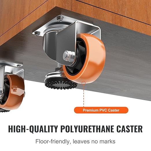 VEVOR Leveling Casters, Set of 4, 1800 lbs Total Load Capacity, 3 inches Diameter, Heavy Duty 360 Degree Swivel Caster Wheels, Adjustable Casters with Feet for Workbench, Machine, Equipment, Furniture
