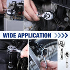 WORKPRO Stubby Ratchet & Bit Driver Set 16 PCS, 1/4", 3/8" Drive Ratchet Handle Wrench, 72-T Quick-Release Reversible Socket Wrench, 2 Socket Adapters, 2 Extension Bars, 10 PCS 1/4" Hex Bits