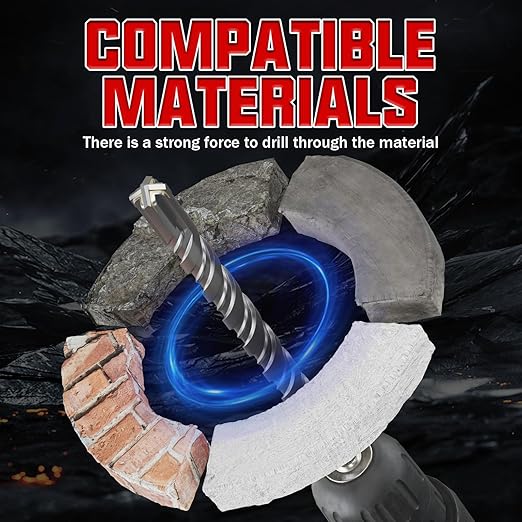 CSOOM SDS Plus Rotary Hammer Drill Bit 3/4"x12.2", Professional Concrete Drill Bit for Concrete, Brick, Stone and Cement Walls