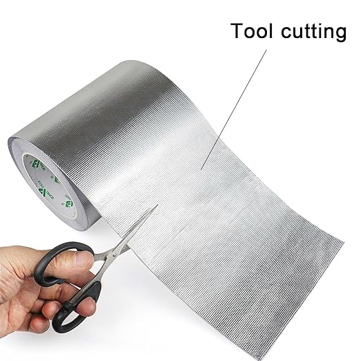 BOMEI PACK Adhesive Aluminum Foil Heat Shield Tape Barrier, Fiberglass Thermal Insulation Reflective Material High Temp Protection (6in*66ft)