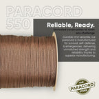 The Paracord Store | Type III 550 Paracord - 250 FT Spool, Chocolate Brown | Heavy Duty 7 Strand Tactical Paracord - USA Made Nylon Outdoor Parachute Cord for Camping, Fishing & More - Survival Cord