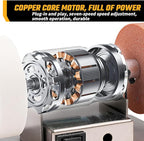 Mini Bench Grinder with 3 Wheels, Electric Multi-Purpose Grinding Machine for Metal, Wood, Knife Making, Jewelry Buffing, 6.3 x 3.5 inch Base