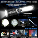 Small LED Rechargeable Magnetic Flashlights 20000 High Lumens - Super Bright Long Beam Pocket Powerful Flashlight 8 Modes with COB Work Light, Dual Button Tactical Flashlight for Camping Emergency