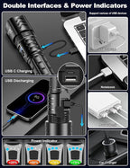 PHIXTON Rechargeable Flashlights High Lumens 2000 Super Bright Long Range 3280FT, Long Lasting 15H Powerful USB C LED Strong Flash Light High Powered, Heavy Duty, Zoomable, for Home Camping Gift
