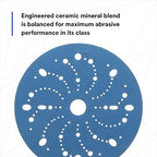3M Hookit Blue Abrasive Discs 36184, Multi-Hole, 6 in, 800+ Grade, Pack of 50, Virtually Dust-Free, for Auto Sanding, Body Repair, Featheredging, Primer Sanding, Paint Preparation, E-Coat Sanding