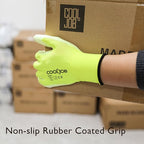 COOLJOB 12/60 Pairs Safety Work Gloves Pack Bulk with Grip PU Coating, 13 Gauge Seamless Knit Gloves with Polyurethane Dipped for Warehouse Working, Breathable Lightweight for Men Women, Yellow Xlarge