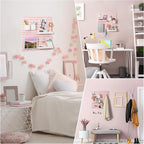 VUSIGN Pegboard Combination Wall Organizer Kit, 4 Pieces Pegboards and 17 Accessories Modular Hanging, Wall Mount Display Peg Board Panel Kits for Bedroom, Home, Office, Bathroom, 22" x 22", Pink