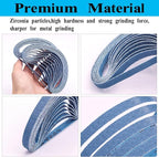 35 Pcs 3/8" x 13" Zirconia Sanding Belts for Metal, 3/8x13 Inch Zirconia Belt Sander Sanding Belts, 7 Each of 40/60/80/100/120 Assorted Grits Sanding Belts for Air Belt Sander