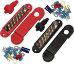 JQuad(Pair - Red & Black) 12 Terminal Distribution Block -BUSBARS- with Ring Terminals