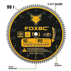 FOXBC 10 Inch Saw Blade 90-Teeth Ultimate Polished Finish Saw Blade for Wood, 5/8-Inch Arbor