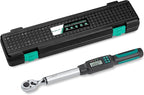 1/2" Drive Digital Torque Wrench with 10-200Nm (7.4-147ft-lb) Range, ±2% Calibrated Accuracy, Smart LED & Buzzer Duo-Alert, and Memory Function for Reliable Automotive, Car, and Truck Lug Nuts