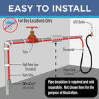 Radiant Solutions Company Intelligent Heat Tape for Water Pipe Freeze Protection - with GlowCap™, Built-in Thermostat, Tape Included, 10-yr Warranty, Heavy-Duty, Self-Regulating, 120V (3 Ft)