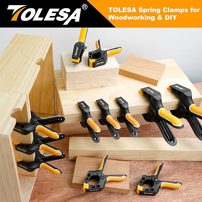 TOLESA Heavy Duty Spring Clamps 7 & 4 Inch 6 Pcs Large Wood Clamps with 30Lbs Powerful Clamping Force Deep Throat Clamps for Woodworking Photography Backdrop Household Use Cover Holding Wood Gluing