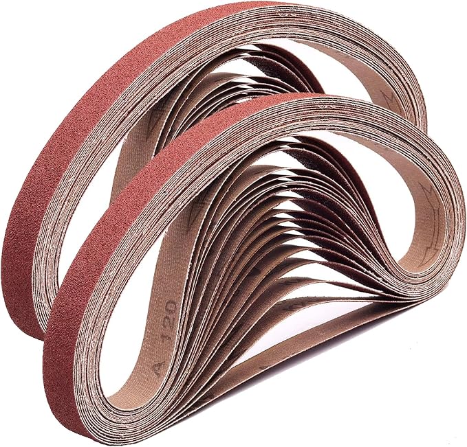 1x30 Inch Sanding Belts, 1 x 30 Aluminum Oxide Sanding Belt Assortment for Belt Sander, 2 Each of 80 120 180 240 320 400 600 800 1000 Grit,18 Pack (1x30in)