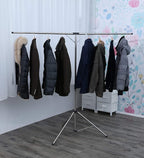 Foldable Portable Space Saving Clothes Drying Rack, Heavy Duty Stainless Steel Laundry Drying Racks, Adjustable High Capacity Garment Rack, with Windproof Hooks.