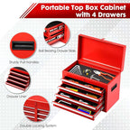 5-Drawer Rolling Tool Chest with Wheels - High Capacity Tool Cabinet with Detachable Top Toolbox for Garage and Workshop Organization - Metal Tool Cart with Liner & 4 Hooks, Red