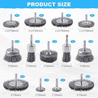 Rocaris 82 Pack Carbon Steel Wire Wheel Brush, Cup Brush, Wheel Brush, Pen Brush Set with 1/4-Inch Shank for Rust Removal, Corrosion and Scrub Surfaces, Grey