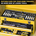 TOPLINE 79-Piece 1/4” & 3/8”Drive Impact Socket Wrech Set, 6-Point Socket Set, Metric, SAE CR-V Sockets with EVA Foam Tray for Bench Storage, Deep & Standard Mechanic Tool Set for Home Maintenance