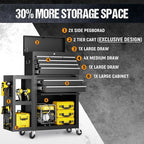 8 Drawers Rolling Tool Chest, Tool Box Detachable Top Metal Tool with Locking System, Protective Mat & Tool Rack, Garage Storage Cart with Side Cabinet, Tool Box for Garage