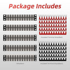 APIELE 15A Screw Terminal Block 12 Position Dual Row Covered 12 Position Pre-Insulated Terminal Barrier Strips (5PCS 15A 12P+10PCS Wiring Strips)