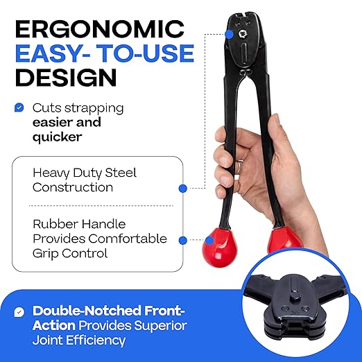 IDL Packaging C-3104 Double-Notched Front-Action Sealer/Crimper for 1/2" Steel Strapping - Hard and Durable Steel Construction - Professional Gear with High-Strength Sealing Action