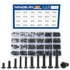 NINDEJIN 650 pcs Laptop Screw Kit, Replacement Computer Notebook Miniature Screws, M1.4 M1.7 M2 M2.5 M3 Note PC Motherboard Round Pan Head Phillips Fasteners Set