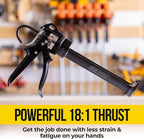 AWF PRO Heavy Duty Caulk Gun, 18:1 Thrust Ratio, Steel Frame Construction, Rotating Barrel, Ladder Hook, Puncture Tool & Dripless Pressure Release Tab (Pack of 6, 10 oz Caulking Gun)