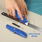 Reginary 20 Pcs Box Cutter Bulk Retractable Utility Knife Heavy Duty Aluminum Alloy Razor Knife for Cardboard Box Carton Opener for DIY, Factory, Home Office(Dark Blue)