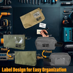 LIGHT DUST Tool Bags with Zipper, 6 Pack Combo Size Small Accessory Pouches Backpack Toolbag Organizers, Heavy Duty Hanging Storage Organization for Men Screwdrivers Sockets Wrenches Bits Garage RV