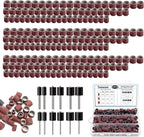 Tnisesm 210Pcs Aluminum Oxide Sanding Drum Set,Including 198 Pieces 80 120 240Grit Drum Sander Sanding Sleeves and 12 Pieces Drum Mandrels for Dremel Rotary Tool,Sanding Drums with Box
