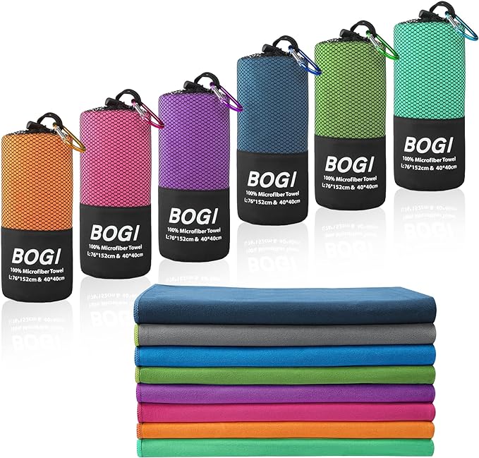 BOGI Microfiber Travel Sports Towel-Quick Dry Towel, Soft Lightweight Microfiber Camping Towel Absorbent Compact Travel Towel for Camping Gym Beach Yoga Swimming Backpacking (S:16''x32'',2Pcs-Orange)