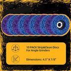 10 Pack Strip Discs Stripping Wheel 4.5 inch for Angle Grinder Clean and Remove Paint Coating Rust Welds Oxidation (4-1/2" x 7/8")