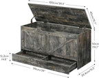 HOOBRO Storage Chest, 39.3" Toy Chest with Drawer, Wooden Storage Bench, Sturdy Entryway Bench Supports 220 lb, Shoe Bench, Safety Hinge, U-Shaped Opening, Easy Assembly, Vintage Gray VP710CW01G1
