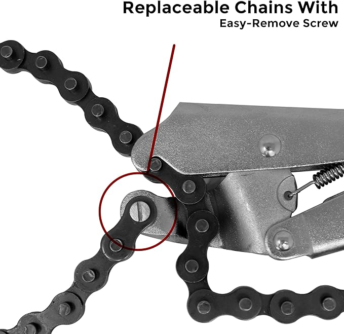 Strong Hand Tools - VAL-PFC1024 , Locking Chain Pliers, Removable 24″ Chain, Holds Up To 6.5" Diameter Pipes, Unique Easy Open Crank Handle, Quick Release Trigger, PFC1024