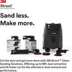 3M Xtract Electric Random Orbital Sander, Ergonomic and Lightweight ROS, 88762, 5 in, Central Vacuum, 3/32 in Orbit, 110V, 350W Motor, Metal Fabrication, Woodworking,Black