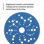 3M Hookit Blue Abrasive Discs 36157, Multi-Hole, 5 in, 80+ Grade, Pack of 50, Virtually Dust-Free, for Auto Sanding, Body Repair, Featheredging, Primer Sanding, Paint Preparation, E-Coat Sanding