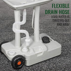 Hike Crew XL Portable Outdoor Foot Pump Camping Sink – Collapsible Hand Wash Basin w/ 7 Gallon (30L) Water Tank, Wheels, Soap Dispenser, Gooseneck Faucet & Towel Holder – for RV, Travel, Worksite