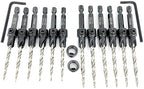 FTG USA Countersink Drill Bit Set for Wood with Tapered Drill Bit 6 Pc #8 (11/64"), 6 Pc #10 (3/16")