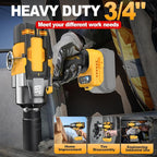 Cordless Impact Wrench 3/4" for De-Walt 20V Battery, 1475 Ft-lbs (2000N.m) High Torque power Impact Gun Heavy Duty Brushless, 3 Mode, 1/2" Impact Socket Adapter, Car Tire Truck RV Mower (No battery)